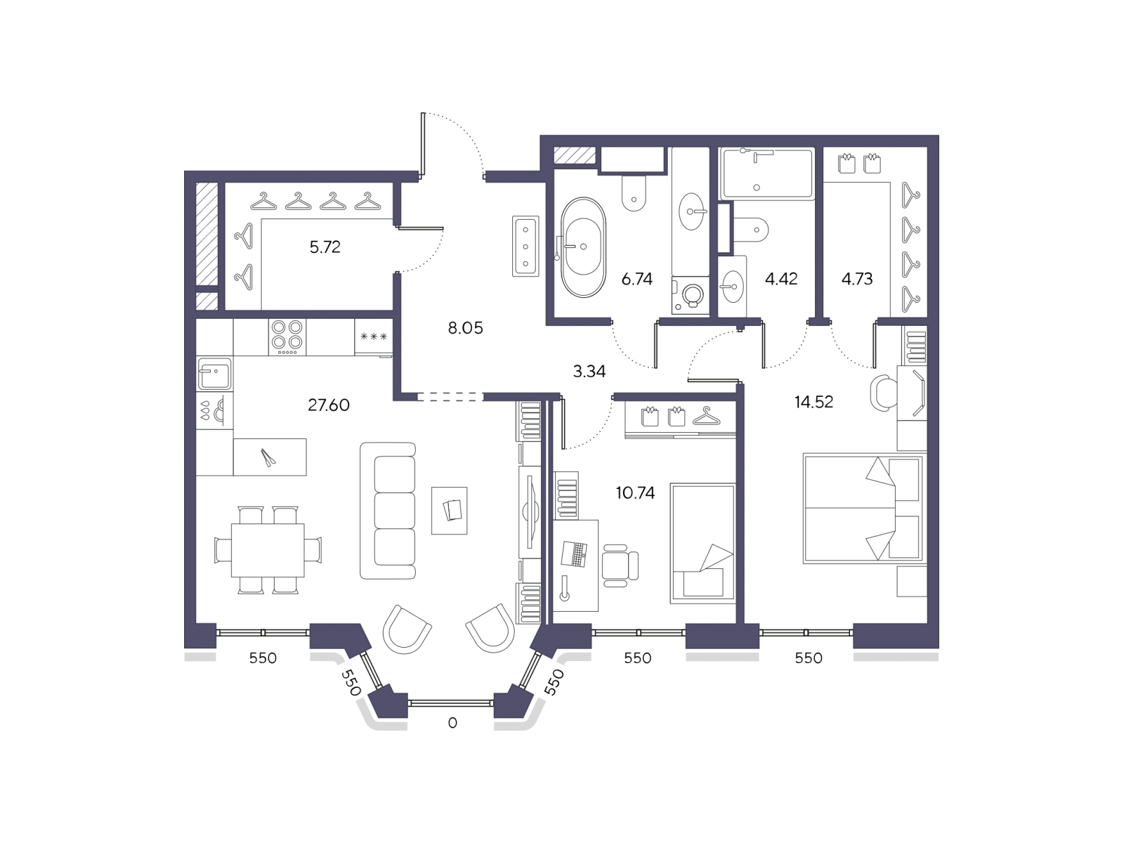 1-комнатная квартира (Студия) с отделкой в ЖК Квартал Лаголово на 2 этаже в 5 секции. Сдача в 3 кв. 2025 г.