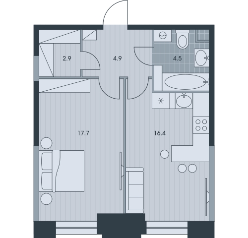 3-комнатная квартира в ЖК Беринг на 7 этаже в 6 секции. Сдача в 4 кв. 2025 г.