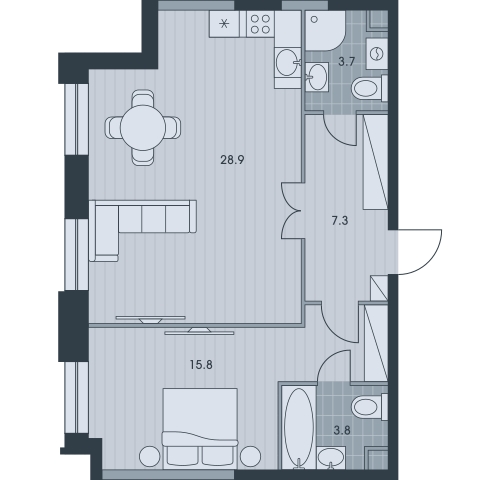 1-комнатная квартира (Студия) с отделкой в ЖК Квартал Лаголово на 9 этаже в 8 секции. Сдача в 4 кв. 2025 г.