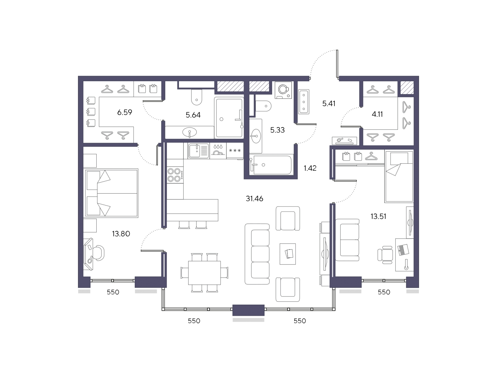 2-комнатная квартира с отделкой в Квартал Депо на 5 этаже в 2 секции. Сдача в 3 кв. 2025 г.