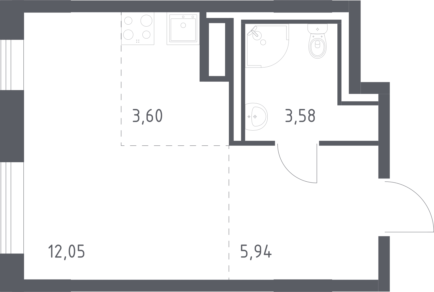 2-комнатная квартира с отделкой в Квартал Депо на 5 этаже в 3 секции. Сдача в 3 кв. 2025 г.