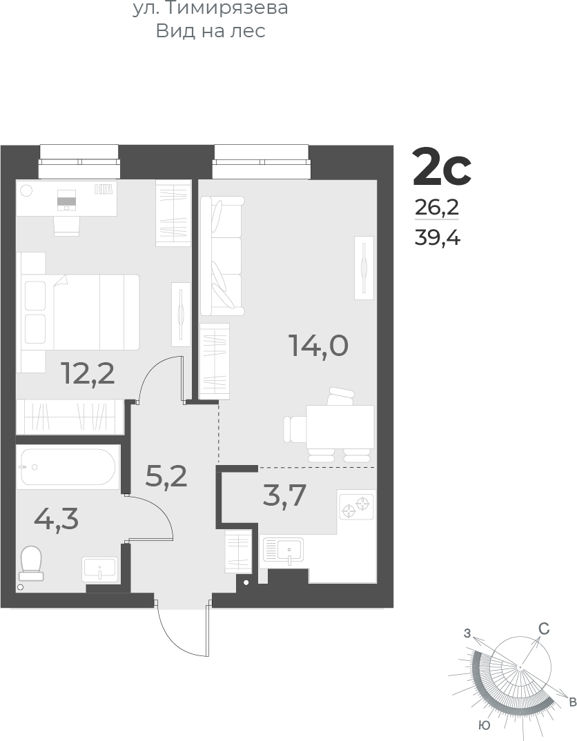 1-комнатная квартира (Студия) с отделкой в ЖК Квартал Лаголово на 4 этаже в 5 секции. Сдача в 4 кв. 2025 г.