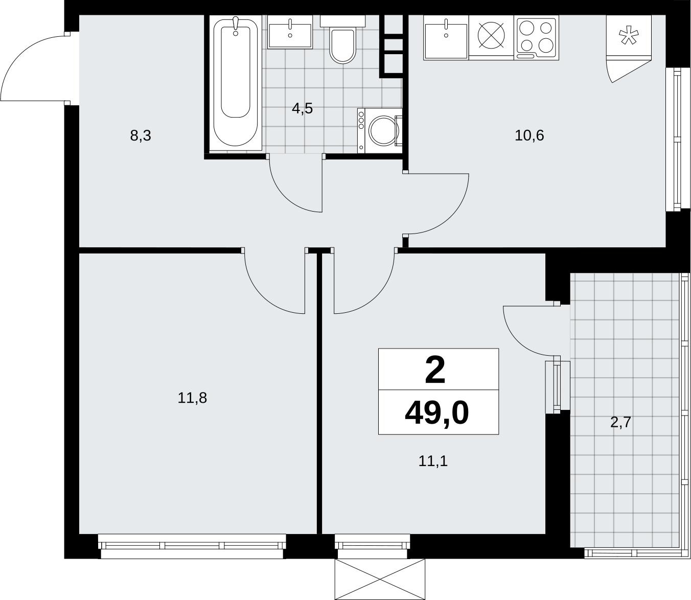 4-комнатная квартира в ЖК Скандинавия на 13 этаже в 1 секции. Сдача в 4 кв. 2026 г.