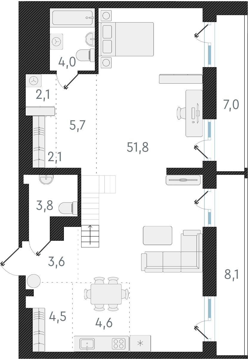 3-комнатная квартира в ЖК EVER на 26 этаже в 1 секции. Сдача в 3 кв. 2025 г.