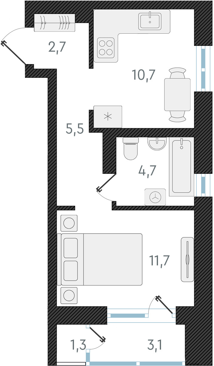 2-комнатная квартира с отделкой в ЖК Квартал Лаголово на 11 этаже в 8 секции. Сдача в 4 кв. 2025 г.