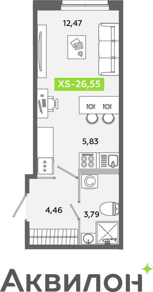 2-комнатная квартира в ЖК EVER на 20 этаже в 1 секции. Сдача в 3 кв. 2025 г.