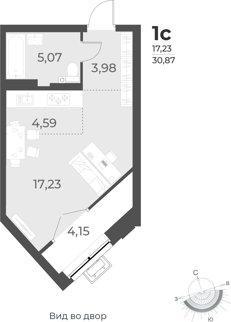 4-комнатная квартира в ЖК EVER на 30 этаже в 1 секции. Сдача в 3 кв. 2025 г.