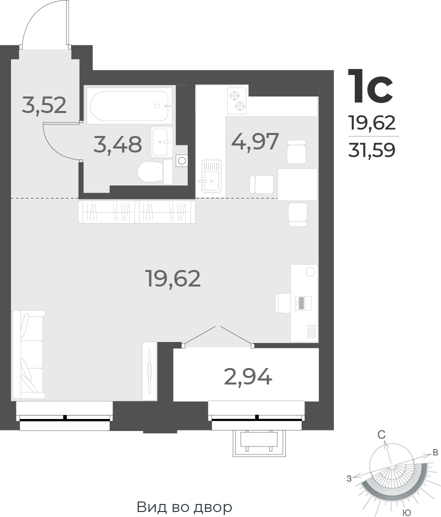 1-комнатная квартира с отделкой в ЖК Квартал Лаголово на 9 этаже в 9 секции. Сдача в 3 кв. 2025 г.