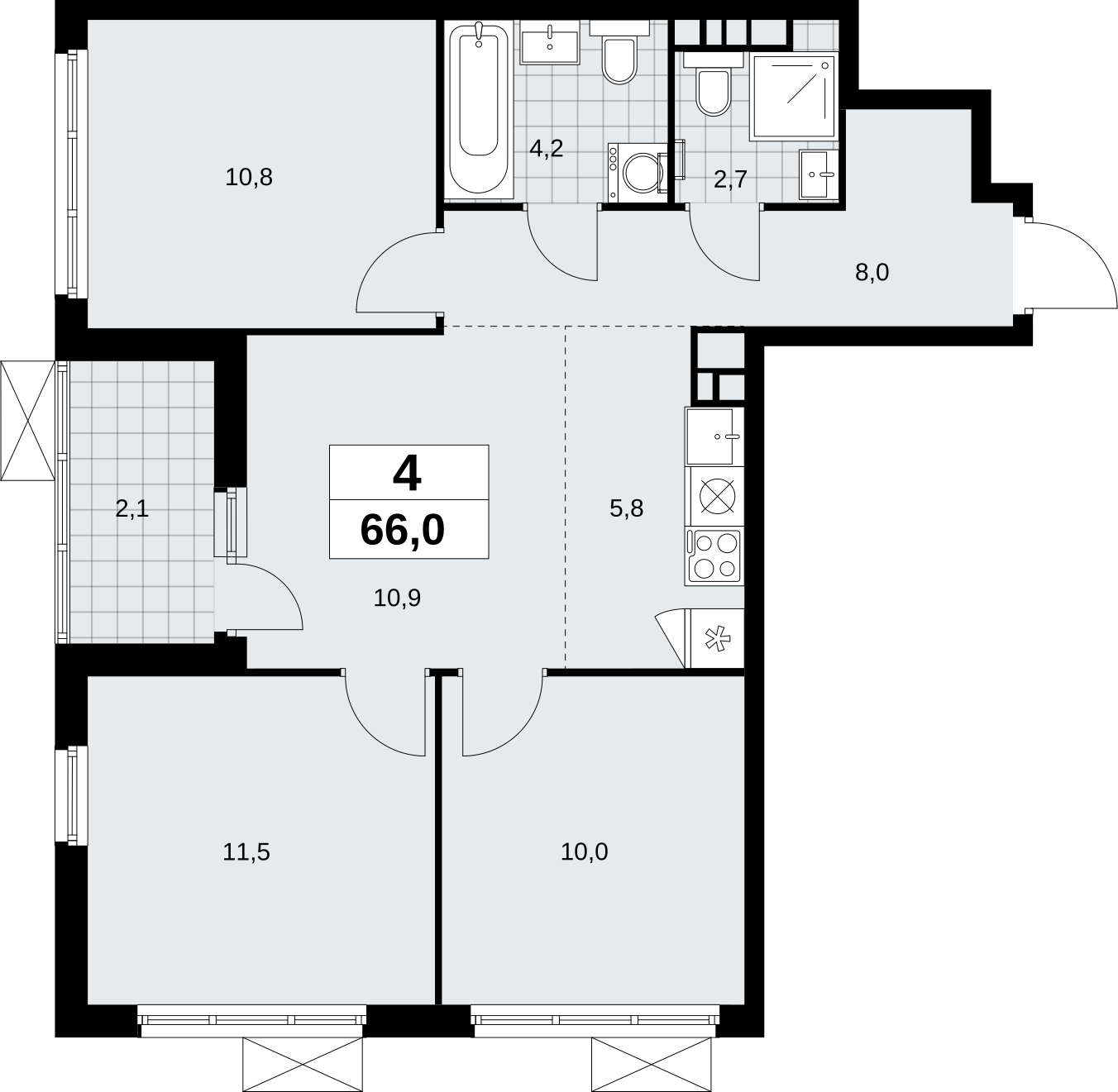 1-комнатная квартира (Студия) в ЖК Скандинавия на 16 этаже в 1 секции. Сдача в 4 кв. 2026 г.
