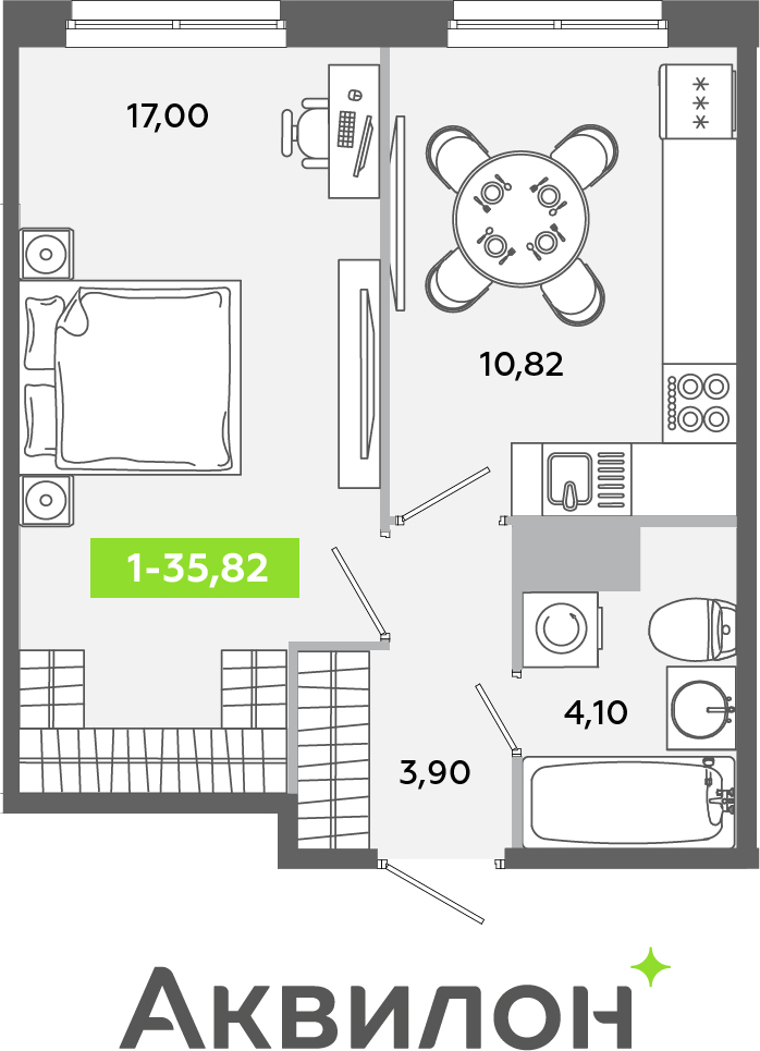 2-комнатная квартира с отделкой в ЖК Квартал Лаголово на 8 этаже в 9 секции. Сдача в 3 кв. 2025 г.