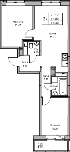 1-комнатная квартира с отделкой в ЖК Юнтолово на 22 этаже в 1 секции. Сдача в 2 кв. 2026 г.
