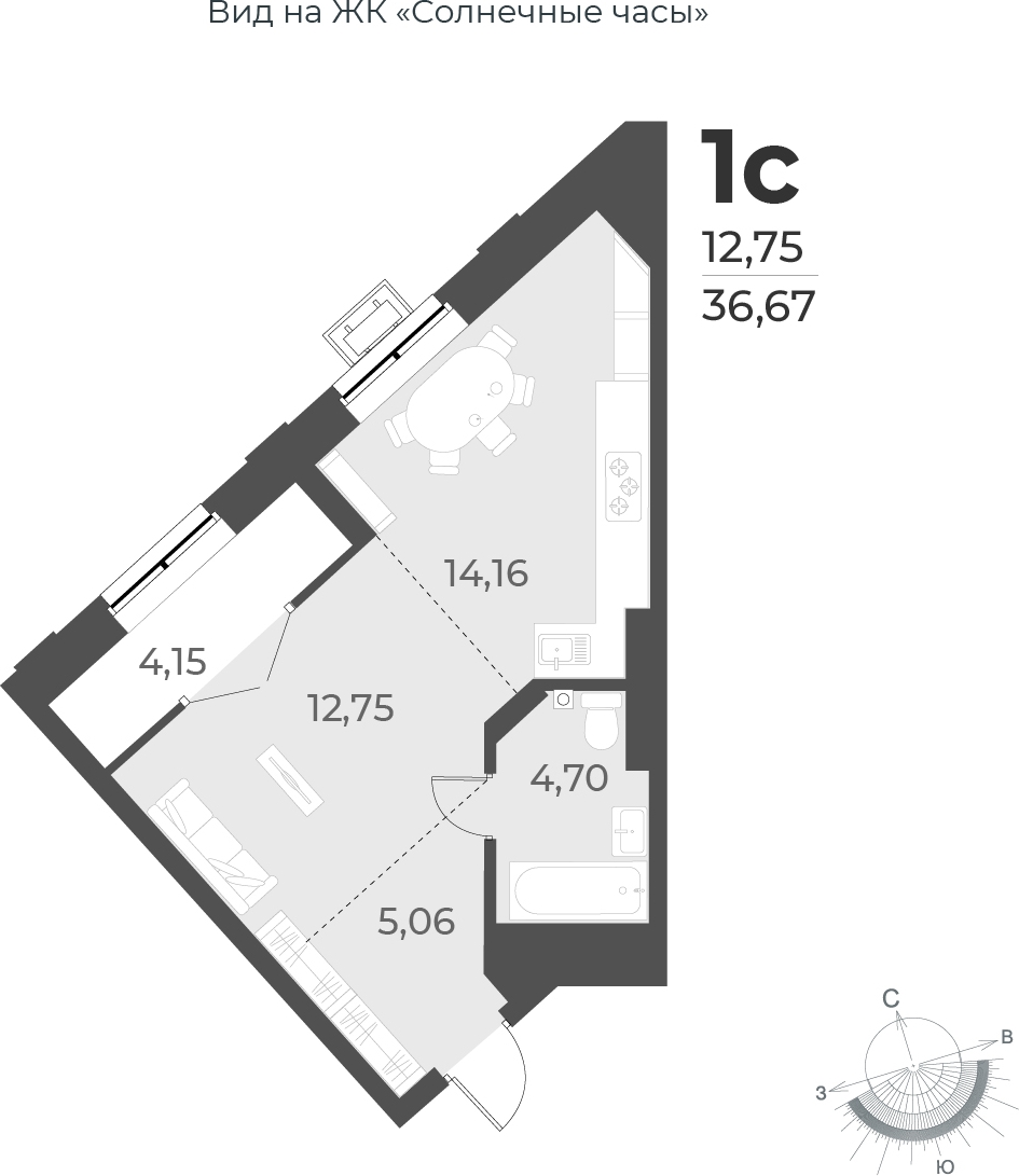5-комнатная квартира в ЖК EVER на 12 этаже в 1 секции. Сдача в 3 кв. 2025 г.