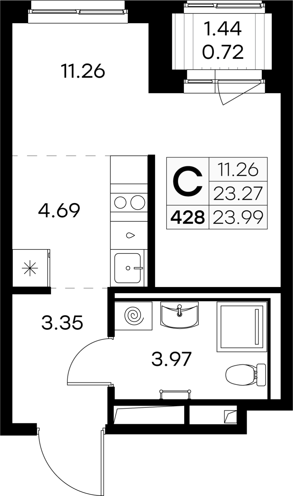 3-комнатная квартира с отделкой в ЖК EVER на 24 этаже в 1 секции. Дом сдан.