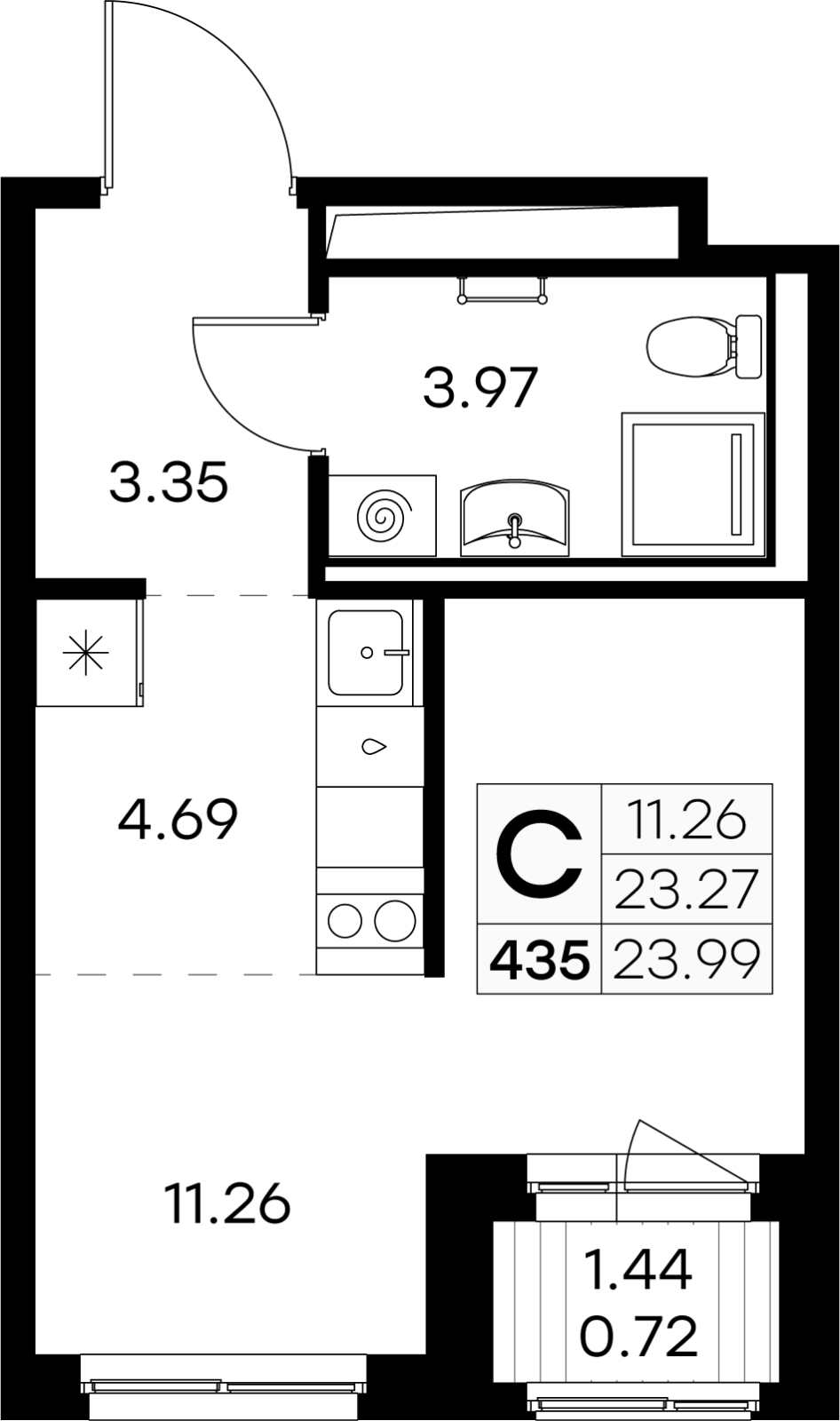 1-комнатная квартира в ЖК EVER на 18 этаже в 1 секции. Сдача в 3 кв. 2025 г.
