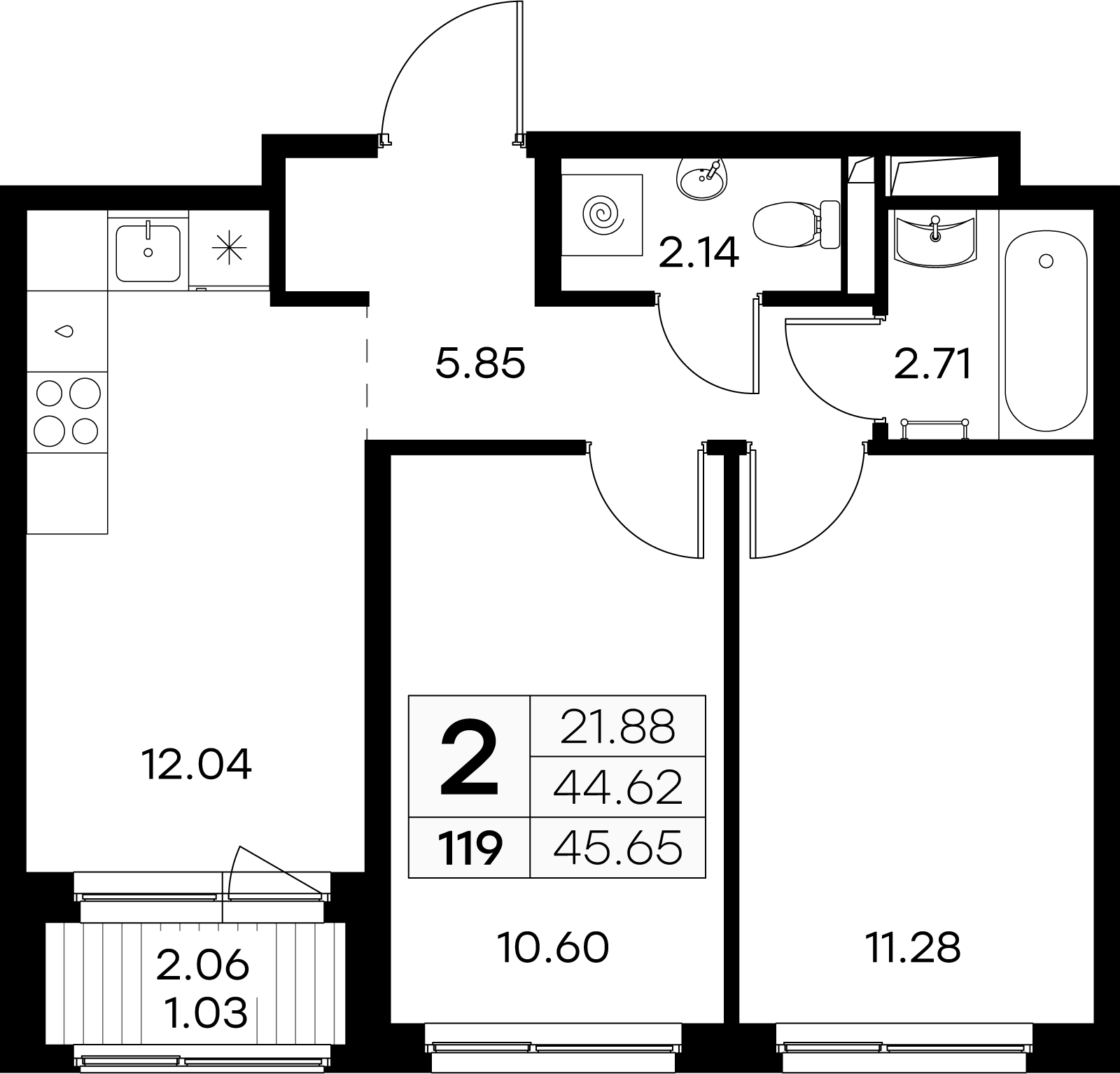 1-комнатная квартира с отделкой в ЖК Квартал Лаголово на 9 этаже в 8 секции. Сдача в 4 кв. 2025 г.