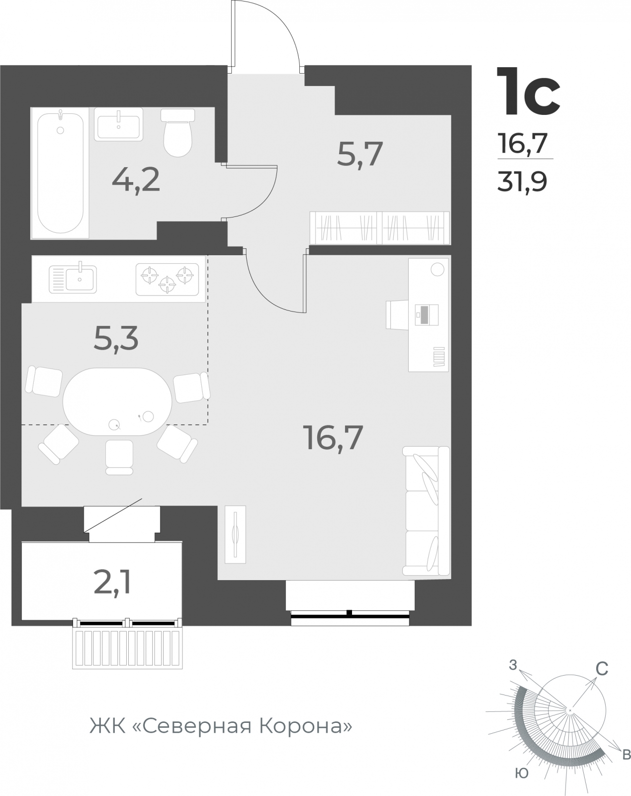 3-комнатная квартира в ЖК EVER на 26 этаже в 1 секции. Сдача в 3 кв. 2025 г.