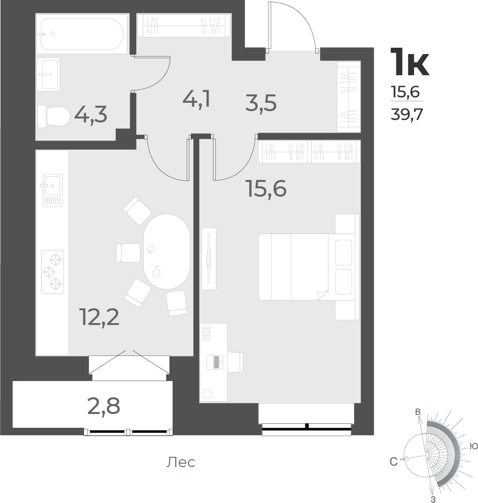 2-комнатная квартира с отделкой в ЖК Квартал Лаголово на 9 этаже в 4 секции. Сдача в 4 кв. 2025 г.