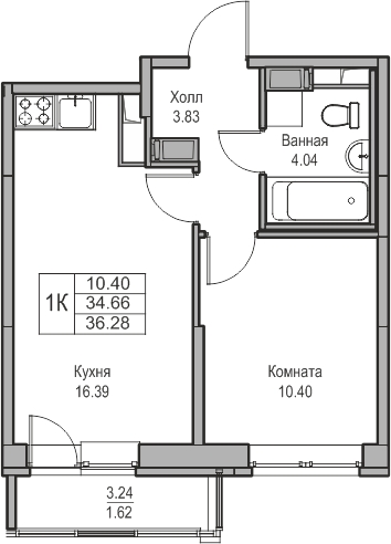 2-комнатная квартира в ЖК Twelve на 20 этаже в 1 секции. Сдача в 1 кв. 2026 г.