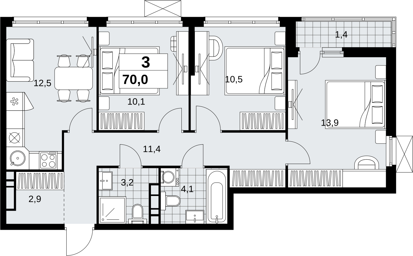 1-комнатная квартира в ЖК Скандинавия на 6 этаже в 1 секции. Сдача в 4 кв. 2026 г.