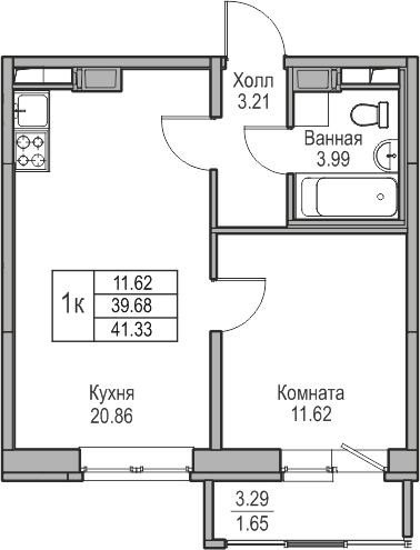 2-комнатная квартира в ЖК Twelve на 25 этаже в 1 секции. Сдача в 1 кв. 2026 г.