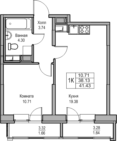 3-комнатная квартира в ЖК Twelve на 21 этаже в 1 секции. Сдача в 1 кв. 2026 г.