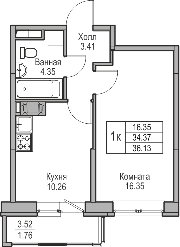 2-комнатная квартира в ЖК EVER на 15 этаже в 1 секции. Сдача в 3 кв. 2025 г.