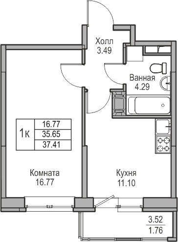 3-комнатная квартира в ЖК Twelve на 18 этаже в 1 секции. Сдача в 1 кв. 2026 г.