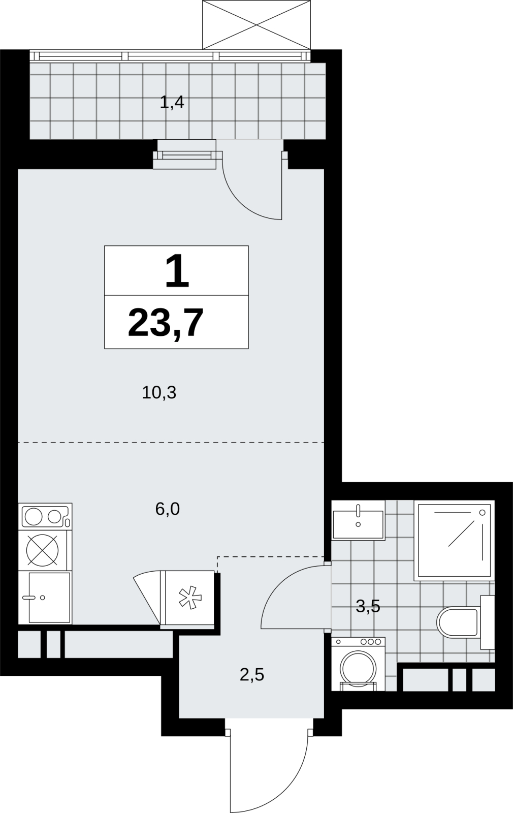 1-комнатная квартира в ЖК Скандинавия на 15 этаже в 1 секции. Сдача в 4 кв. 2026 г.
