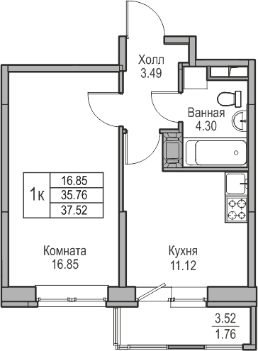 3-комнатная квартира в ЖК Twelve на 22 этаже в 1 секции. Сдача в 1 кв. 2026 г.