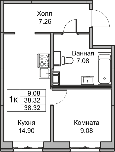 2-комнатная квартира в ЖК Twelve на 16 этаже в 1 секции. Сдача в 1 кв. 2026 г.