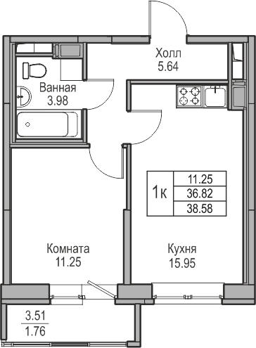 2-комнатная квартира с отделкой в ЖК Таллинский парк на 12 этаже в 1 секции. Сдача в 4 кв. 2024 г.