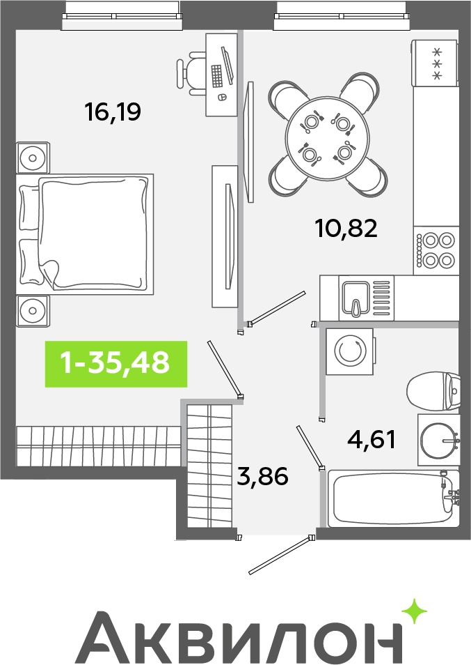 1-комнатная квартира (Студия) с отделкой в ЖК Квартал Лаголово на 1 этаже в 8 секции. Сдача в 3 кв. 2025 г.