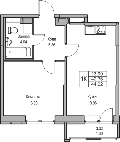 1-комнатная квартира (Студия) с отделкой в ЖК Квартал Лаголово на 8 этаже в 5 секции. Сдача в 3 кв. 2025 г.