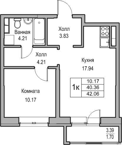 1-комнатная квартира с отделкой в ЖК Янинский лес на 11 этаже в 1 секции. Сдача в 1 кв. 2026 г.