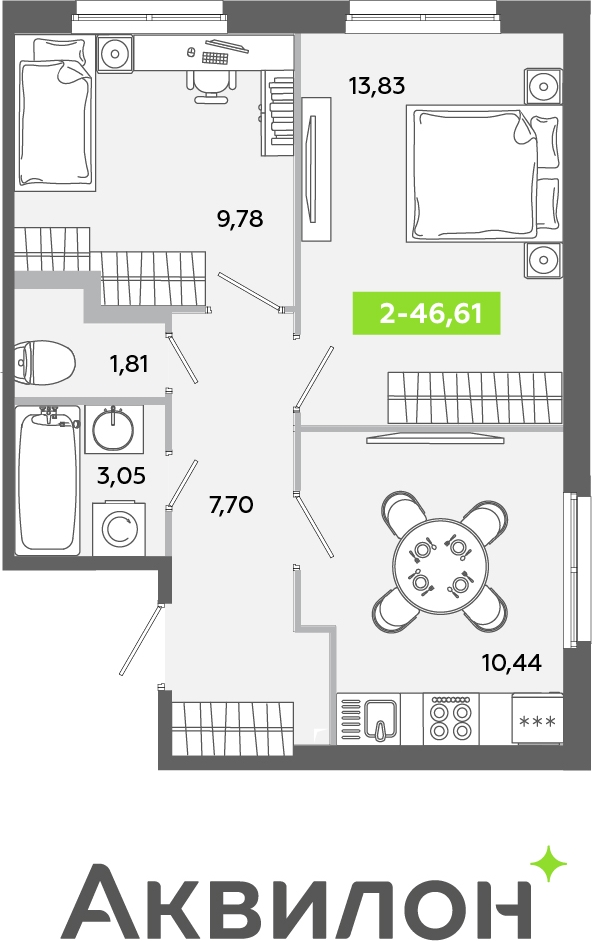 1-комнатная квартира (Студия) с отделкой в ЖК Янинский лес на 3 этаже в 1 секции. Сдача в 1 кв. 2026 г.