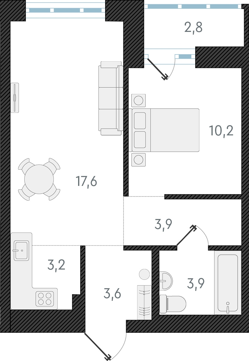 3-комнатная квартира с отделкой в ЖК Таллинский парк на 12 этаже в 4 секции. Сдача в 3 кв. 2025 г.