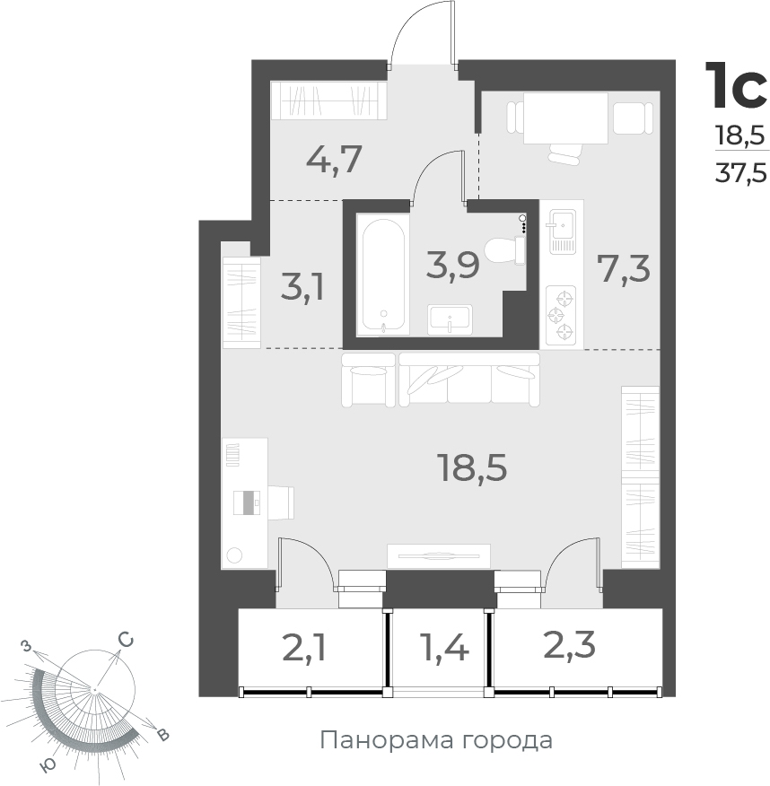 2-комнатная квартира с отделкой в ЖК Квартал Лаголово на 2 этаже в 8 секции. Сдача в 3 кв. 2025 г.