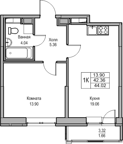 1-комнатная квартира (Студия) с отделкой в ЖК Таллинский парк на 10 этаже в 1 секции. Сдача в 4 кв. 2024 г.