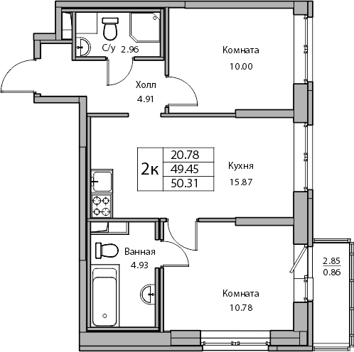 1-комнатная квартира с отделкой в ЖК Янинский лес на 11 этаже в 1 секции. Сдача в 1 кв. 2026 г.