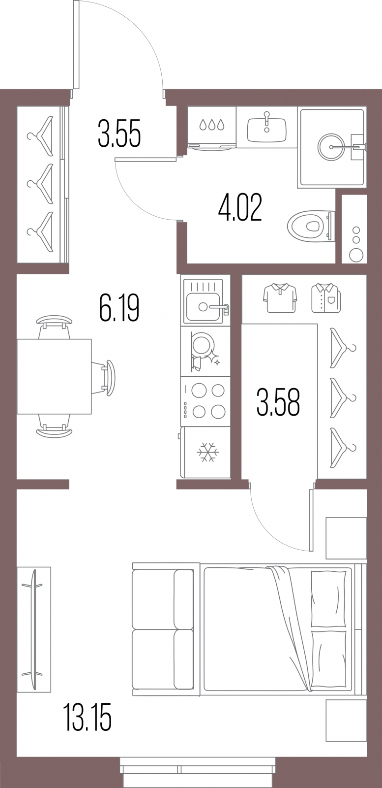 1-комнатная квартира (Студия) с отделкой в ЖК Квартал Лаголово на 6 этаже в 10 секции. Сдача в 3 кв. 2025 г.