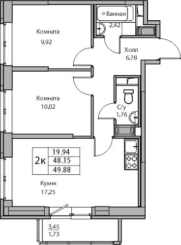 1-комнатная квартира с отделкой в ЖК Янинский лес на 11 этаже в 2 секции. Сдача в 1 кв. 2026 г.