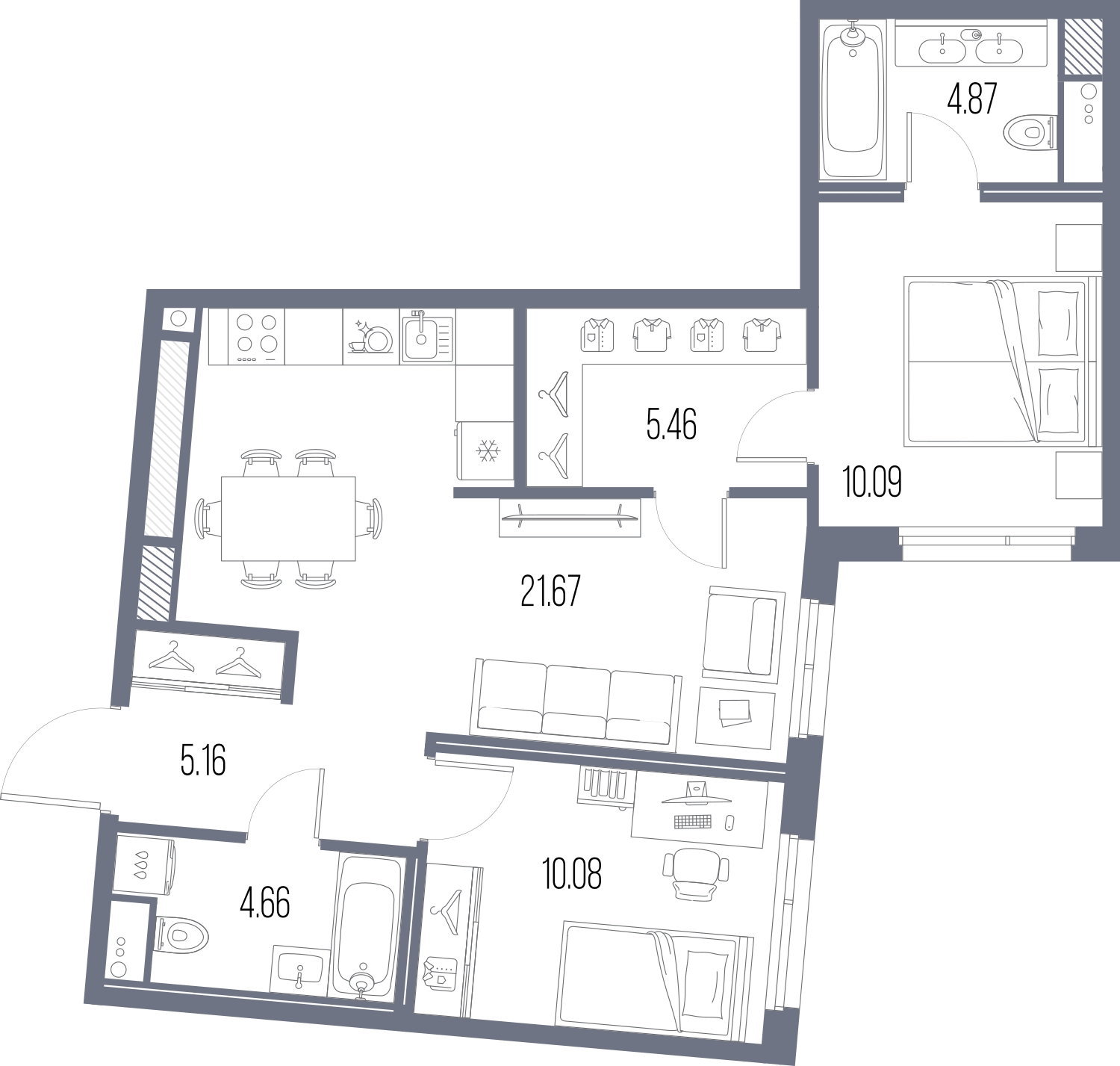 1-комнатная квартира с отделкой в ЖК Таллинский парк на 10 этаже в 4 секции. Сдача в 3 кв. 2025 г.