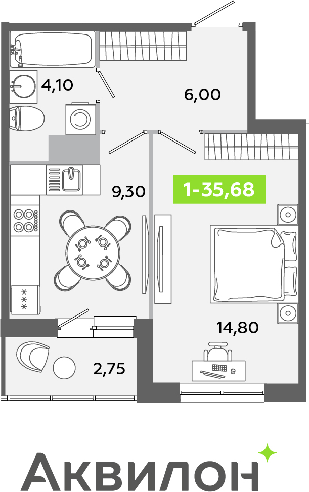 1-комнатная квартира (Студия) с отделкой в ЖК Таллинский парк на 9 этаже в 4 секции. Сдача в 3 кв. 2025 г.