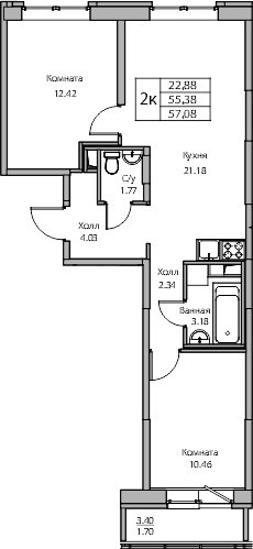 4-комнатная квартира с отделкой в ЖК Юнтолово на 10 этаже в 1 секции. Сдача в 2 кв. 2026 г.