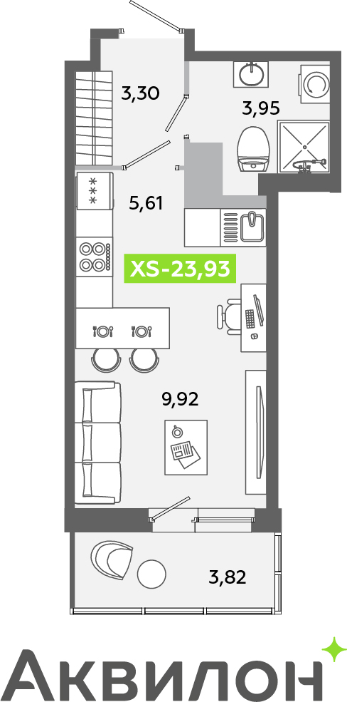 2-комнатная квартира с отделкой в ЖК Квартал Лаголово на 9 этаже в 9 секции. Сдача в 3 кв. 2025 г.