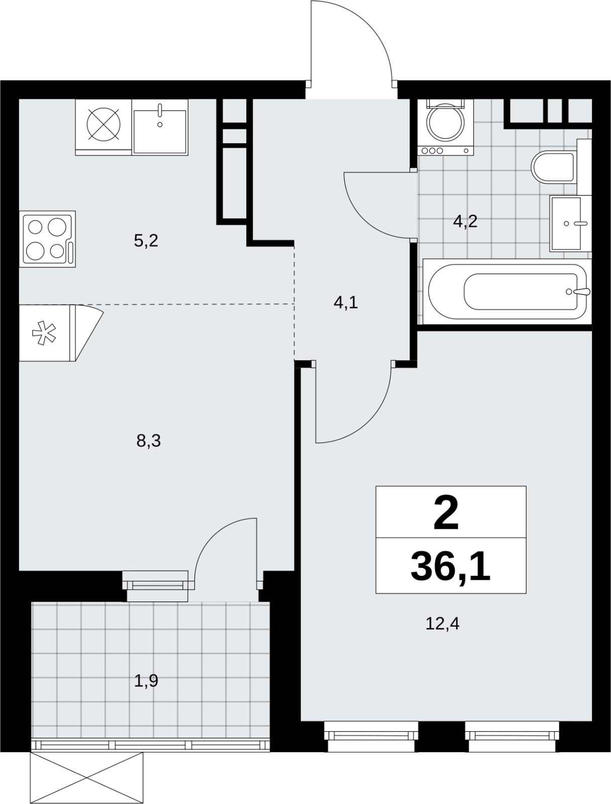 1-комнатная квартира (Студия) в ЖК Скандинавия на 17 этаже в 1 секции. Сдача в 4 кв. 2026 г.