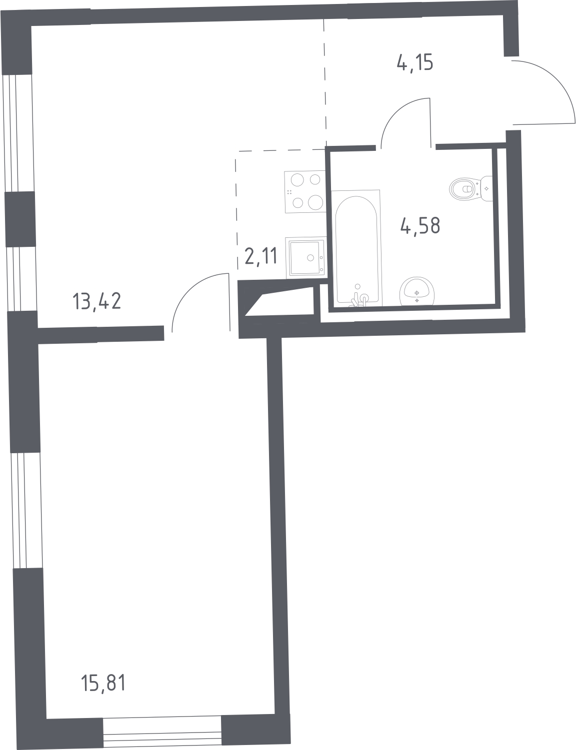 1-комнатная квартира с отделкой в ЖК GloraX Новоселье на 2 этаже в 1 секции. Сдача в 4 кв. 2025 г.