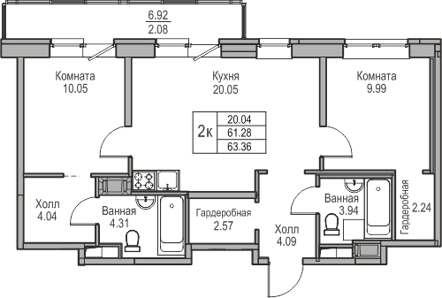 1-комнатная квартира (Студия) с отделкой в ЖК GloraX Новоселье на 2 этаже в 1 секции. Сдача в 4 кв. 2025 г.