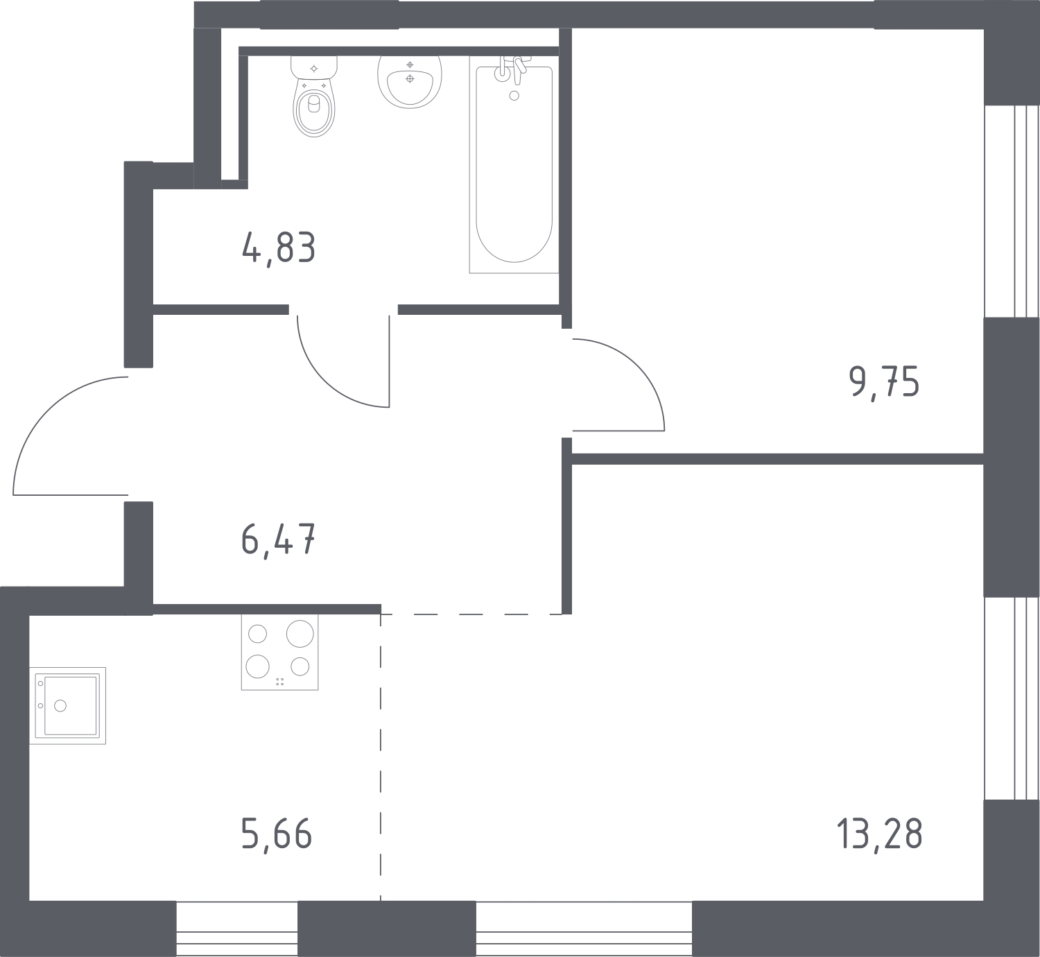 2-комнатная квартира с отделкой в ЖК Квартал Лаголово на 1 этаже в 9 секции. Сдача в 3 кв. 2025 г.