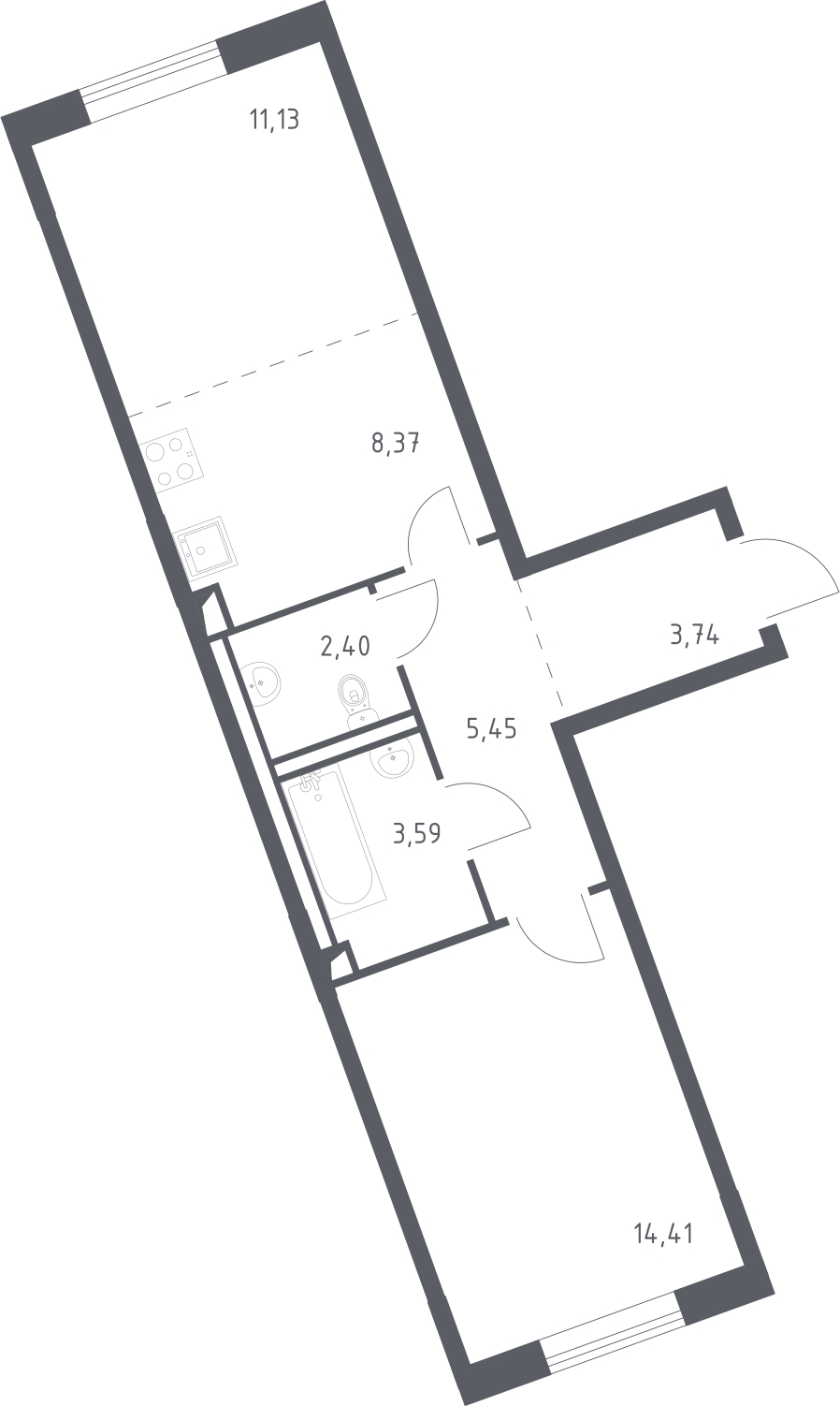 1-комнатная квартира с отделкой в ЖК Квартал Лаголово на 6 этаже в 10 секции. Сдача в 3 кв. 2025 г.